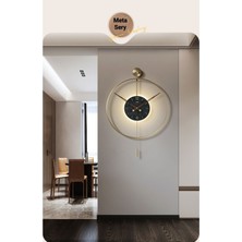 MetaQuartz Aksesuar(XXL-60*80 cm)- Gold Metal-Siyah Göbek (Quartz Mekanizmalı ) , Metal Duvar Saati