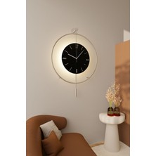 (Büyük Boy-50*75 cm)Mat Gümüşe -Siyah Kristal-Pilli Led-Modern Dekoratif Krom Cam Duvar Saati