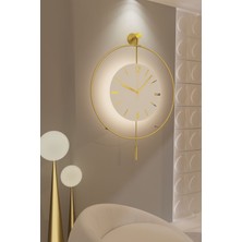 MetaQuartz Aksesuar(Büyük Boy - 50*75 cm) Timelles Gold Serisi (Pilli Led) Ultra Sessiz Quartz Mekanizma , Metal Duvar Saati