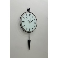 MetaQuartz Aksesuar(Orta Boy-37*80 cm)Masippi Siyah (Beyaz Abs Kadran) Pilli LED - Metal Dekoratif Duvar Saati