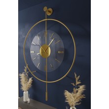 MetaQuartz Aksesuar(Büyük Boy-50*75 cm)Gold Luxry Şefaf Modern Dekoratif Metal Duvar Saati