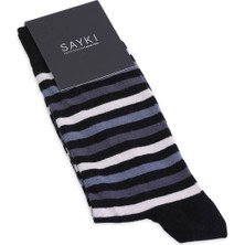 Hatemoğlu Gri Pamuklu Çizgili Soket Çorap