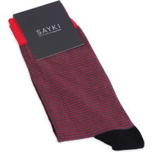 Hatemoğlu Kırmızı Desenli Pamuklu Soket Çorap