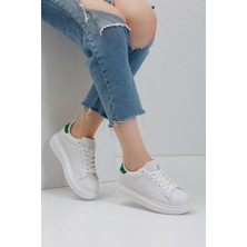 Beyaz Yeşil Kadın Sneaker 0156