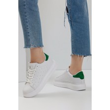 Beyaz Yeşil Kadın Sneaker 0156
