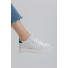 Beyaz Yeşil Kadın Sneaker 0156