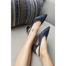 Topukla 10 24 Kadın Arkası Açık Kalın Topuklu Stiletto Abiye Ayakkabı