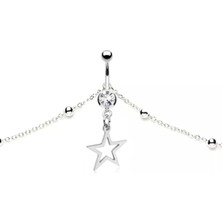 Takıconcept Vücut Zincirli Yıldız Sallantılı Çelik Göbek Piercing