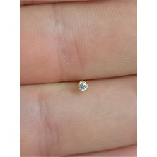 Takıconcept 925 Ayar Gümüş Altın Kaplama Tek Taş Burun Hızma