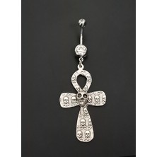 Takıconcept Cerrahi Çelik Kuru Kafa Haç Sallantılı Göbek Piercing