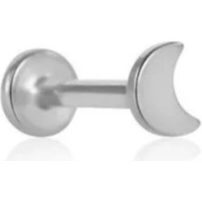 Takıconcept Cerrahi Çelik Tragus Helix Ay Hilal Piercing Gümüş