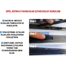 Opel Astra H 4'lü Ön Arka Tavan Oluk Çıta Kapakları Siyah