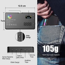 Etabel RGB-CL120 LED Video Fotoğraf Dolgu Işığı 9000K LCD Ekran 20 Efekt Dslr Vlog Canlı Yayın