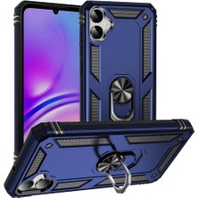 Samsung Galaxy A05 Kılıf Magnetik Stand Olabilen Kamera Korumalı Kapak - Lacivert + Cam Ekran Koruyucu