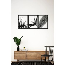 3'lü Lazer Kesim Dekoratif Ahşap Sazlık Tablo - 98X25 cm (Her Biri 18X25 Cm)