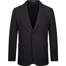 HTML Siyah Slim Fit Mono Yaka Klasik Ceket