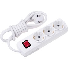 7730102 3lü Grup Priz Topraklı 2 Metre Anahtarlı