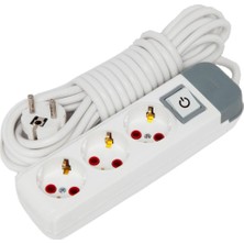 -AU32A 3lü Grup Priz Topraklı 2 Metre Anahtarlı