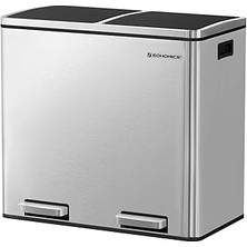 Songmics 2 Bölmeli Atık Ayırma Sistemli Pedallı Çöp Kovası, Atık Kovası, Mutfak Için, 2 x 24 L, Yum