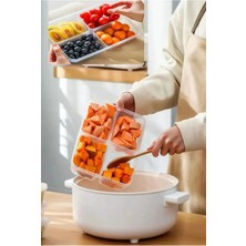 Safestore Large 6 Adet 4 Bölmeli Öğünlük Et ve Sebze Saklama Kabı Dondurulmuş Kurban Kıyma Buzluk Düzenleyici