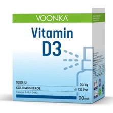 Voonka Vitamin D3 1000 IU Sprey 20 ml Takviye Edici Gıda Kolekalsiferol İçerikli Ürün