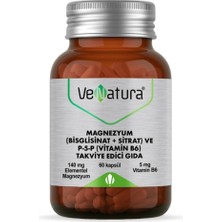 Venatura Magnezyum (Bisglisinat+Sitrat) ve P5P (Vitamin B6) 60 Kapsül