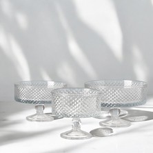 Paşabahçe Kesme Dekor Kristal 3 Boy Ayaklı Kase