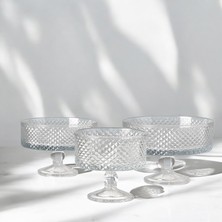 Paşabahçe Kesme Dekor Kristal 3 Boy Ayaklı Kase