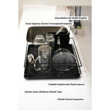 MAİN SHOP Paslanmaz Tek Katlı Tabaklık Bulaşıklık Bulaşık Kurutma Sepeti Tezgah Üstü Kurutma TB-01 SİYAH