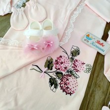 Bebekervanı Kız Bebek Ortanca Çiçek Işlemeli %100 Pamuklu 11'li Hastane Çıkışı Zıbın Takımı BBK1011