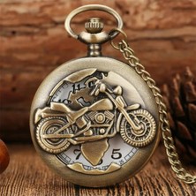 Keyfim Shop Kişiye Özel Retro Motosiklet Görünümlü Quartz Köstekli Saat