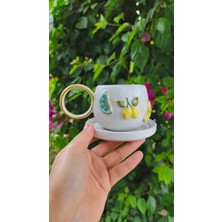 Kotyora Seramik Limon Hediyelik El Yapımı Seramik Duble Kahve Fincanı