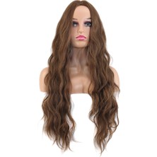 Colezium Uzun Su Dalgası Fiber Sentetik Peruk / Kumral