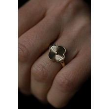 Yenigün Kuyumculuk 14 Ayar Altın Işıltılı Yonca Yüzük