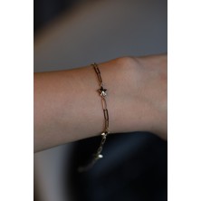 Yenigün Kuyumculuk 14 Ayar Altın Yıldız Detaylı Ataç Bileklik