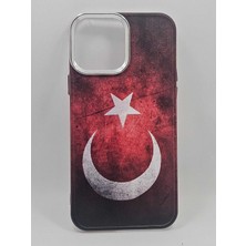 Turkuaz Dijital Pazarlama iPhone 14 Pro Özel Türk Bayrağı Baskılı Lüks Silikon Kılıf