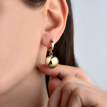 Nox Jewelry 14 Ayar Altın Mikron Kaplama Top Sallantılı Gümüş Küpe - E00279