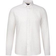 Bej Slim Fit Uzun Kol Düğmeli Yaka Pamuklu Flanel Gömlek