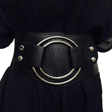 Lookloland Bayan Retro Geniş Bel Kemerleri Esnek Elastik Korse Kemer Içi Boş Metal Büyük O-Ring Kadın Kemeri Elbise Ceket (Yurt Dışından)