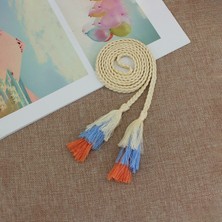 Lookloland Moda Kadın Dokuma Kemer Ince Örgü Püskül Halat Bel Kemerleri Elbiseler Kemer Düğüm Dekore Edilmiş Pamuk Dize Yeni (Yurt Dışından)