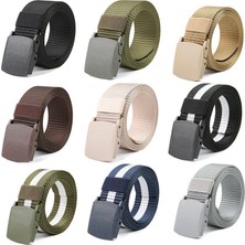 Lookloland Düz Renk Plastik Toka Erkek Kemerler Uzun Kadın Kemer Erkek Ordu Taktik Unisex Naylon Kanvas Kemerler Kadınlar Için Ayarlanabilir Askı (Yurt Dışından)