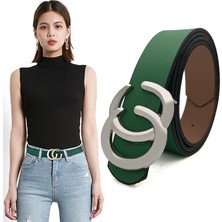 Lookloland Yeni Bayanlar Moda Çift C Taklidi Retro Trend Kemer Çok Yönlü Büyük C Harfi Altın Gümüş Tokalı Kemer Kot Aksesuarları Kemer (Yurt Dışından)