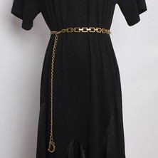 Lookloland Vintage Altın Bel Zincir Kemer Aksesuarları Kadın Süslemeleri D Mektup Zincir Kemer Pantolon Elbise Etek Metal Moda ile Kadınlar Için (Yurt Dışından)