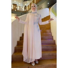 Taş Detaylı Pelerinli Elbise 3938 Taş