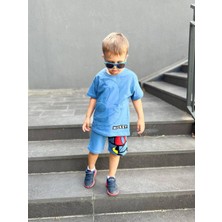 The Littles Kids Mickey Sırt Basklı Beli Lastikli Bağcıklı Pamuklu Kumaş Erkek Çocuk Şortlu Takım