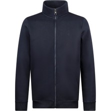 HTML Lacivert Regular Fit Pamuklu Tam Fermuarlı Sweatshirt