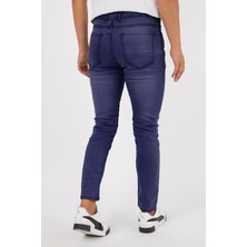 Lacivert Renk Eskitme Erkek Slim Fit Kot Pantolon