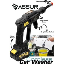 Assur 21V Kömürsüz Motor Yüksek Basınçlı Akülü Oto Araba Yıkama Makinesi Şarjlı