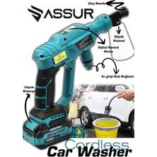 Assur 21V Kömürsüz Motor Yüksek Basınçlı Akülü Oto Araba Yıkama Makinesi Şarjlı
