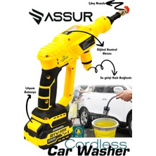 Assur 21V Kömürsüz Motor Yüksek Basınçlı Akülü Oto Araba Yıkama Makinesi Şarjlı